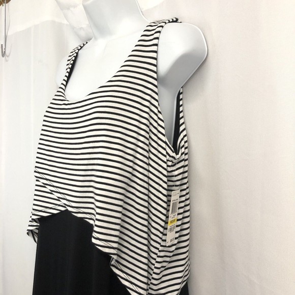 Style Co Womens Black White Medium Lagenlook Maxi Tank Sleeveless Long Dress NWT - Picture 7 of 13